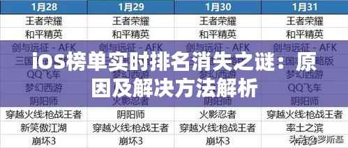 iOS榜单实时排名消失之谜:原因及解决方法解析