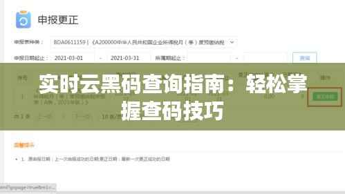 实时云黑码查询指南：轻松掌握查码技巧