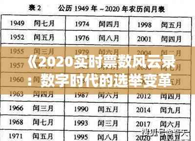 《2020实时票数风云录：数字时代的选举变革》