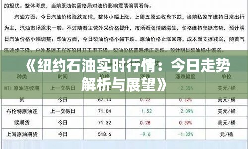 《纽约石油实时行情:今日走势解析与展望》