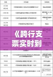 《跨行支票实时到账:新规下的便利与挑战》