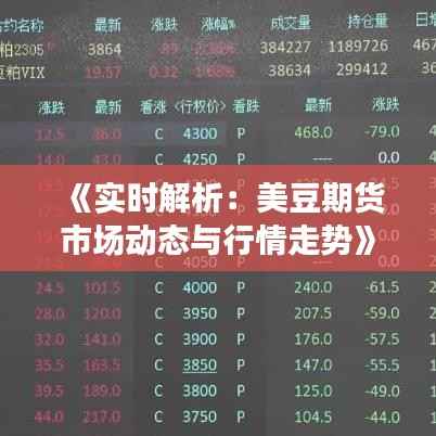 《实时解析：美豆期货市场动态与行情走势》