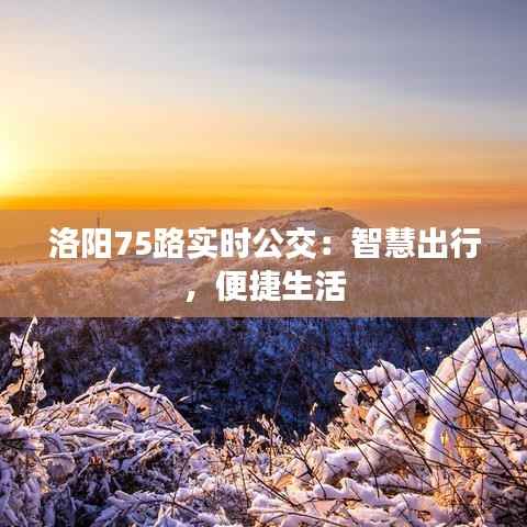 洛阳75路实时公交:智慧出行,便捷生活