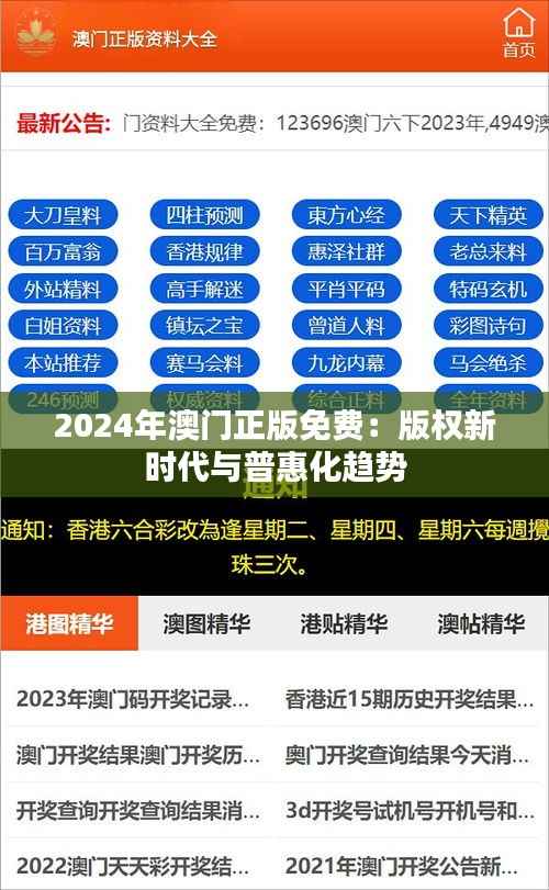 2024年澳门正版免费:版权新时代与普惠化趋势