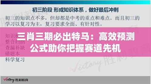 三肖三期必出特马:高效预测公式助你把握赛道先机