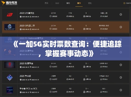 《一加5G实时票数查询:便捷追踪,掌握赛事动态》