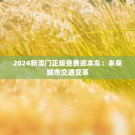 2024新澳门正版免费资本车:未来城市交通变革