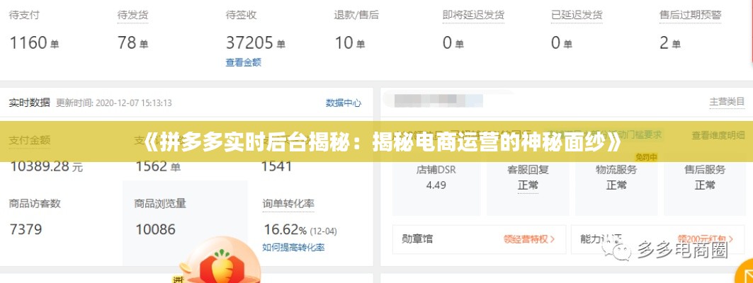 《拼多多实时后台揭秘:揭秘电商运营的神秘面纱》