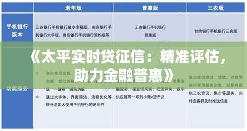 《太平实时贷征信:精准评估,助力金融普惠》