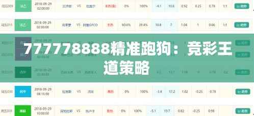 777778888精准跑狗:竞彩王道策略