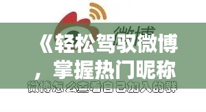 《轻松驾驭微博,掌握热门昵称技巧》