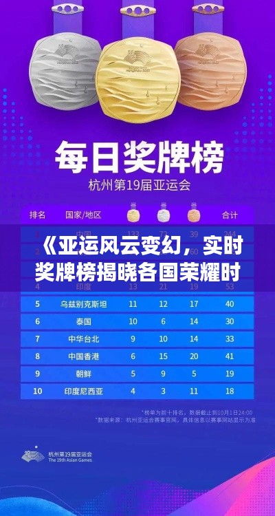 《亚运风云变幻,实时奖牌榜揭晓各国荣耀时刻》