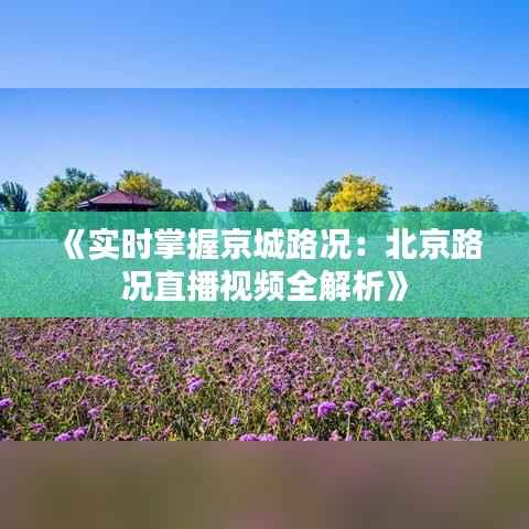 《实时掌握京城路况:北京路况直播视频全解析》