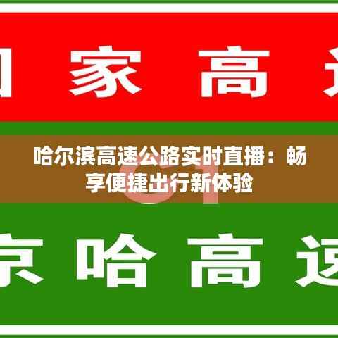 哈尔滨高速公路实时直播：畅享便捷出行新体验