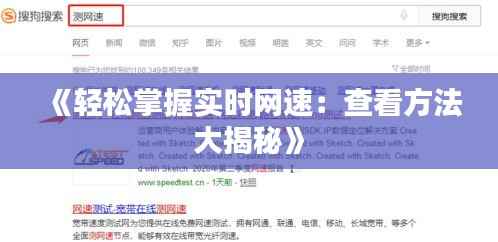 《轻松掌握实时网速：查看方法大揭秘》