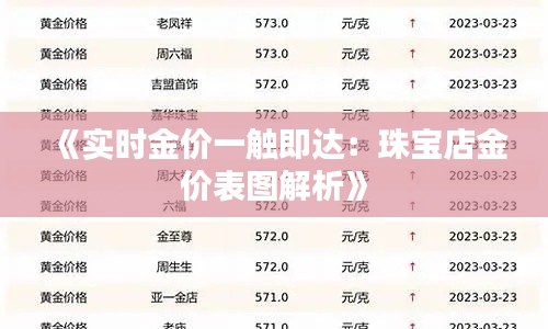 《实时金价一触即达:珠宝店金价表图解析》