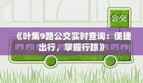 《叶集9路公交实时查询:便捷出行,掌握行踪》
