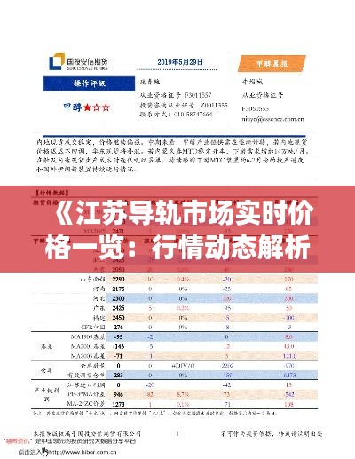 《江苏导轨市场实时价格一览:行情动态解析》