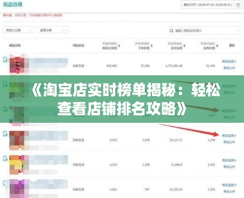 《淘宝店实时榜单揭秘:轻松查看店铺排名攻略》