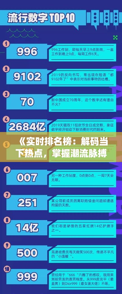 《实时排名榜:解码当下热点,掌握潮流脉搏》