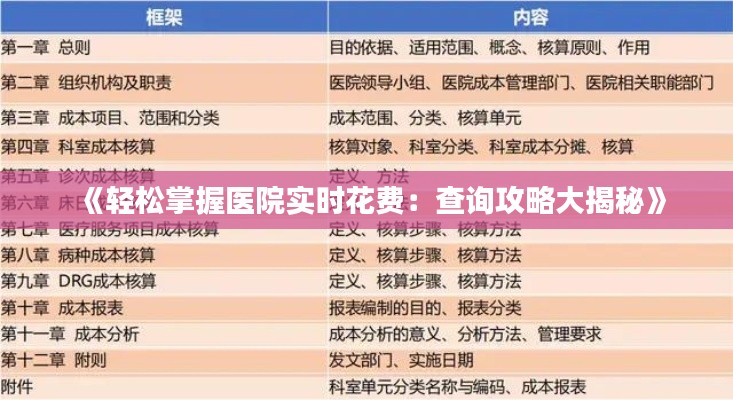 《轻松掌握医院实时花费:查询攻略大揭秘》