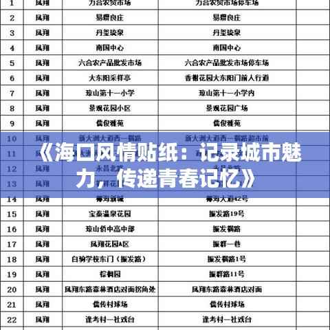 《海口风情贴纸:记录城市魅力,传递青春记忆》