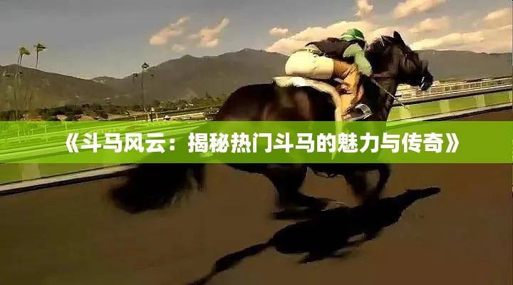 《斗马风云:揭秘热门斗马的魅力与传奇》