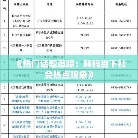 《热门话题追踪:解码当下社会热点现象》