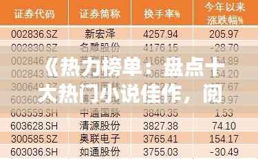 《热力榜单:盘点十大热门小说佳作,阅读盛宴等你来》