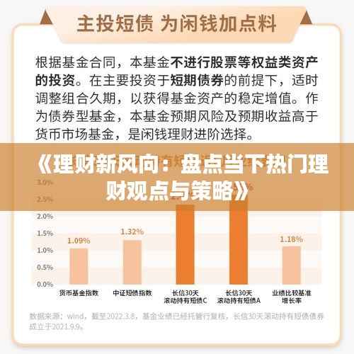 《理财新风向：盘点当下热门理财观点与策略》