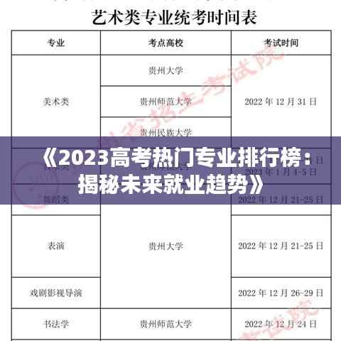 《2023高考热门专业排行榜:揭秘未来就业趋势》