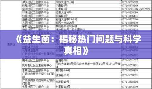 《益生菌:揭秘热门问题与科学真相》