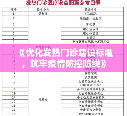 《优化发热门诊建设标准,筑牢疫情防控防线》