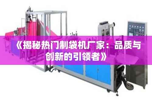 《揭秘热门制袋机厂家:品质与创新的引领者》