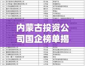 内蒙古投资公司国企榜单揭晓,排名及亮点一网打尽