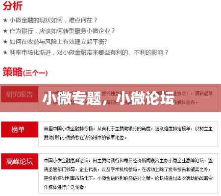 小微专题,小微论坛