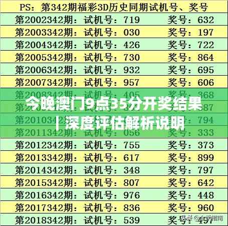 今晚澳门9点35分开奖结果|深度评估解析说明