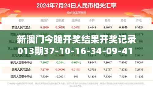 新澳门今晚开奖结果开奖记录013期37-10-16-34-09-41 T：08