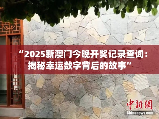 “2025新澳门今晚开奖记录查询:揭秘幸运数字背后的故事”