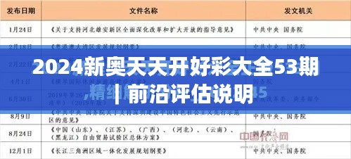 2024新奥天天开好彩大全53期|前沿评估说明