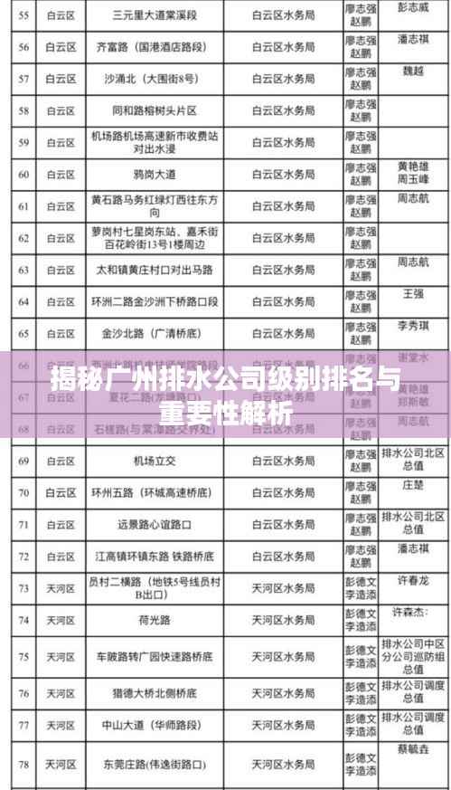 揭秘广州排水公司级别排名与重要性解析