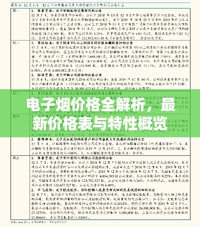 电子烟价格全解析,最新价格表与特性概览