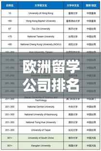 欧洲留学公司排名大揭秘,影响力与选择指南