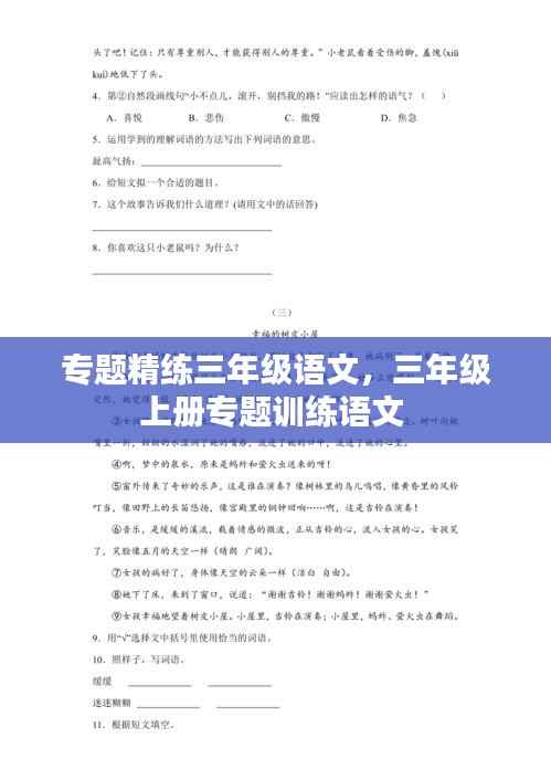 专题精练三年级语文,三年级上册专题训练语文