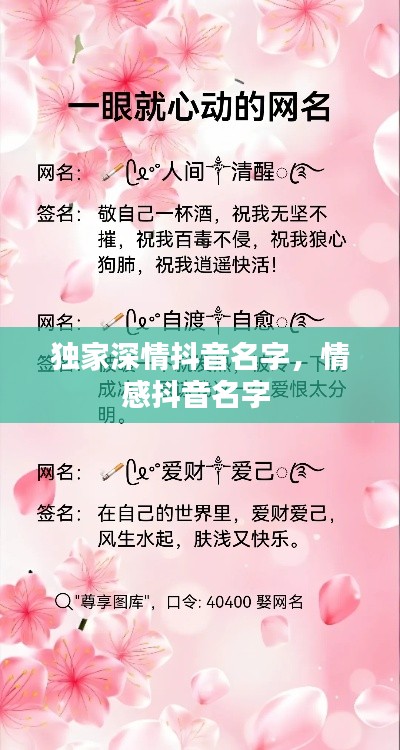 独家深情抖音名字,情感抖音名字