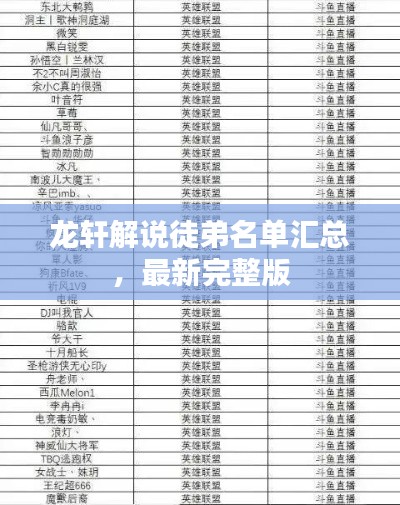 龙轩解说徒弟名单汇总,最新完整版