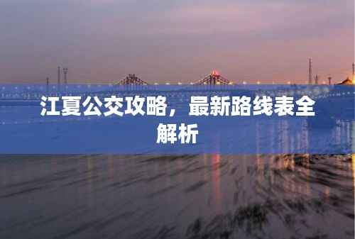 江夏公交攻略，最新路线表全解析