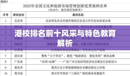 港校排名前十风采与特色教育解析