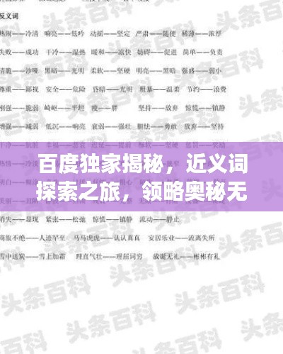 百度独家揭秘,近义词探索之旅,领略奥秘无限