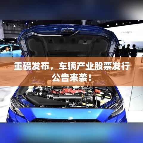 重磅发布,车辆产业股票发行公告来袭!